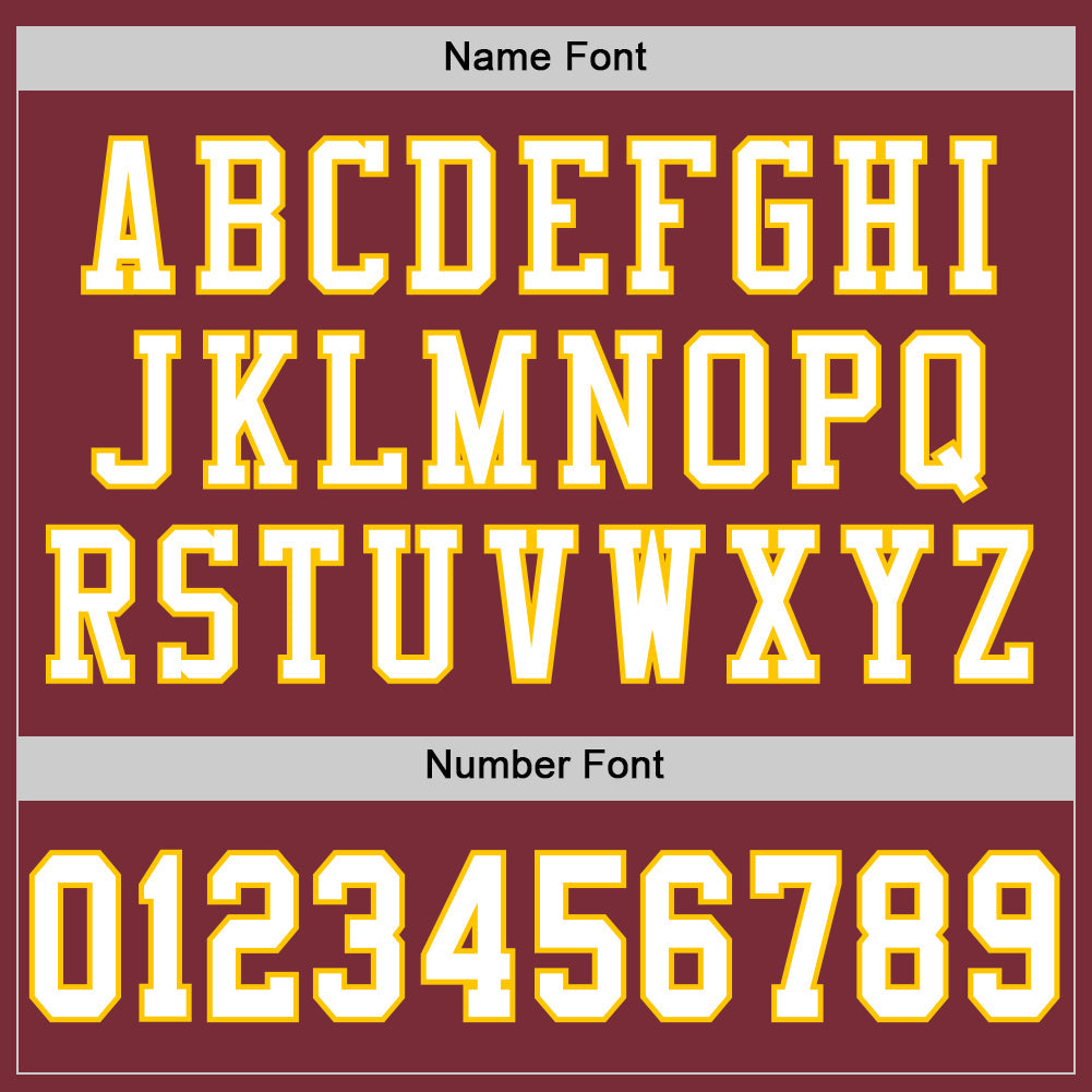 Custom Burgundy White-Gold Mesh Authentic Throwback Football Jersey view 5