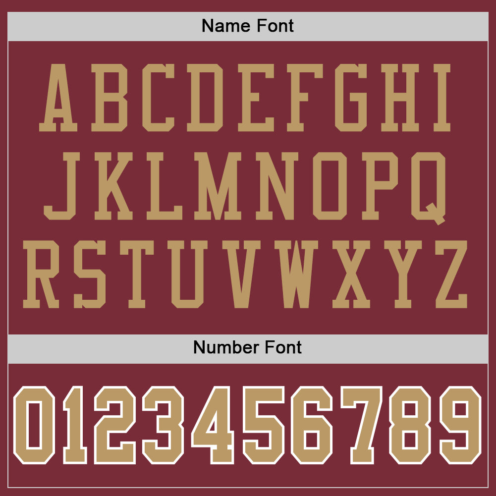 Custom Burgundy Old Gold-White Mesh Authentic Throwback Football Jersey view 5
