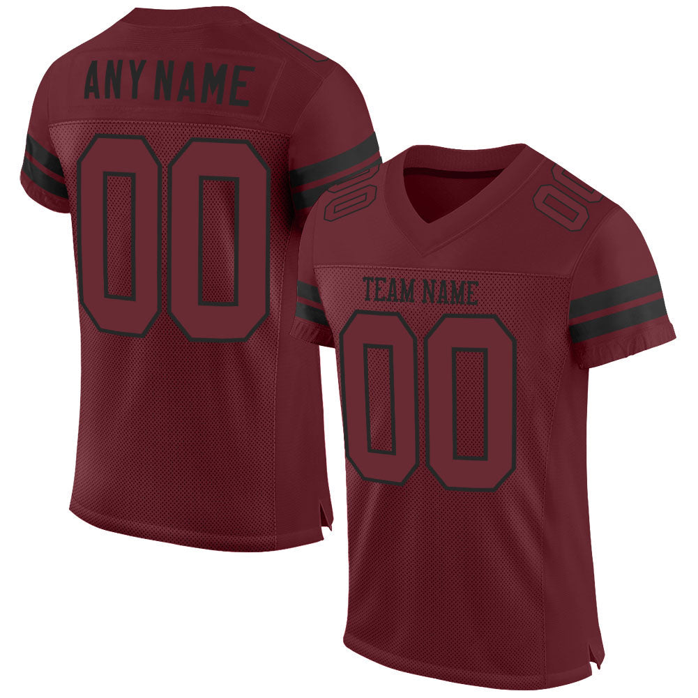 Custom Burgundy Burgundy-Black Mesh Authentic Football Jersey - Main View