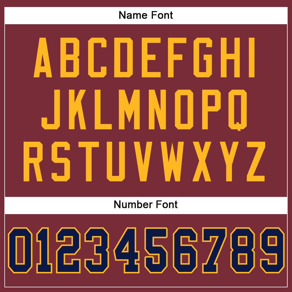 Custom Burgundy Navy-Gold Mesh Authentic Football Jersey view 4