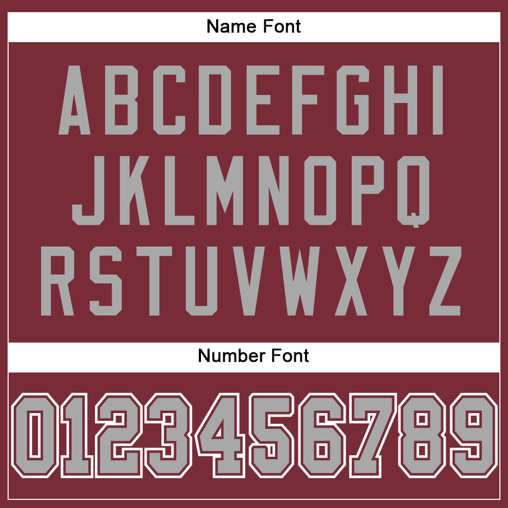 Custom Burgundy Gray-White Mesh Authentic Football Jersey view 4