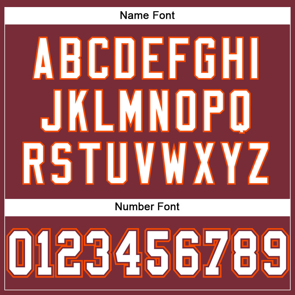 Custom Burgundy White-Orange Mesh Authentic Football Jersey view 4