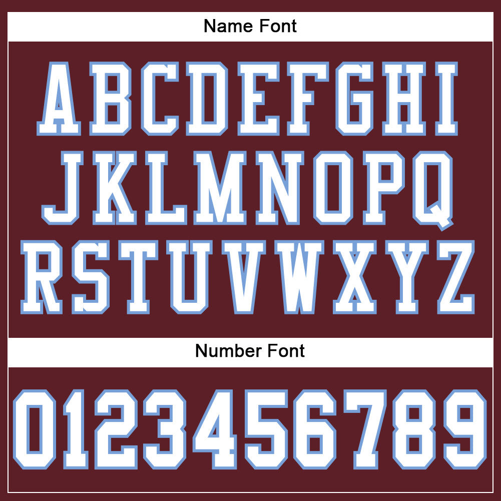 Custom Burgundy White-Light Blue Mesh Authentic Football Jersey view 4