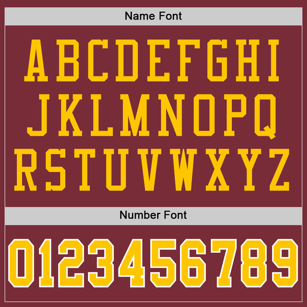 Custom Burgundy Gold-White Mesh Authentic Throwback Football Jersey view 4