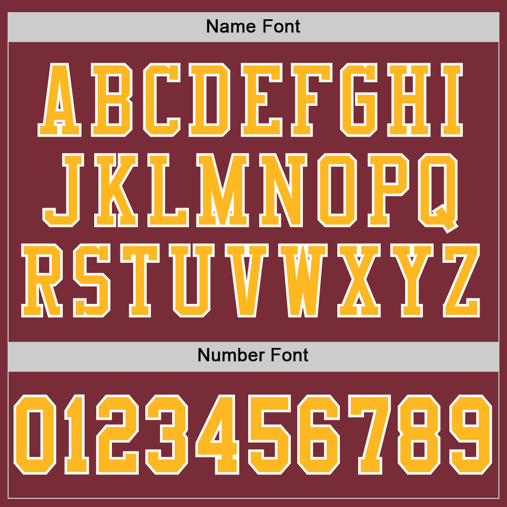 Custom Burgundy Gold-White Mesh Authentic Football Jersey view 4