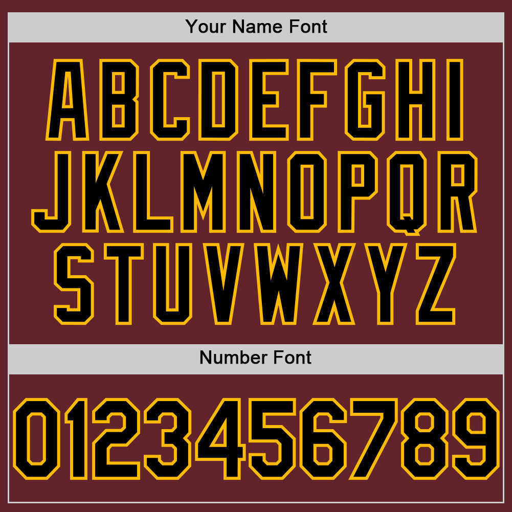 Custom Burgundy Black-Gold Performance T-Shirt view 5