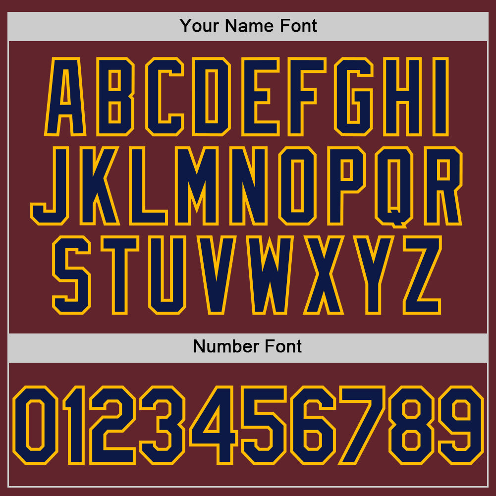 Custom Burgundy Navy-Gold Performance T-Shirt view 4