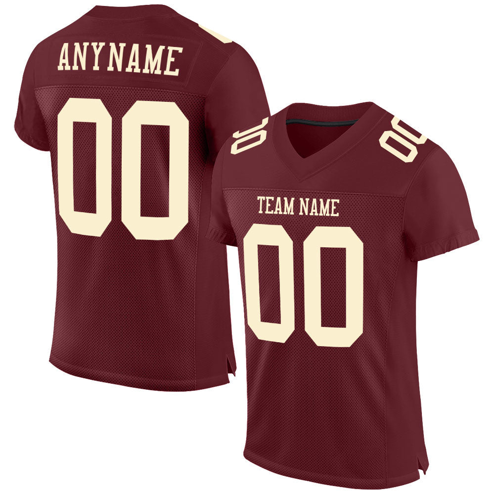 Custom Burgundy Cream Mesh Authentic Football Jersey - Main View