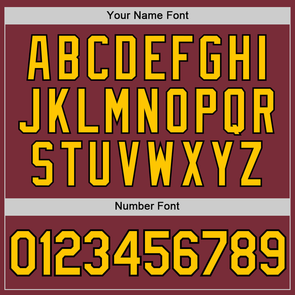 Custom Burgundy Yellow-Black Authentic Baseball Jersey view 5