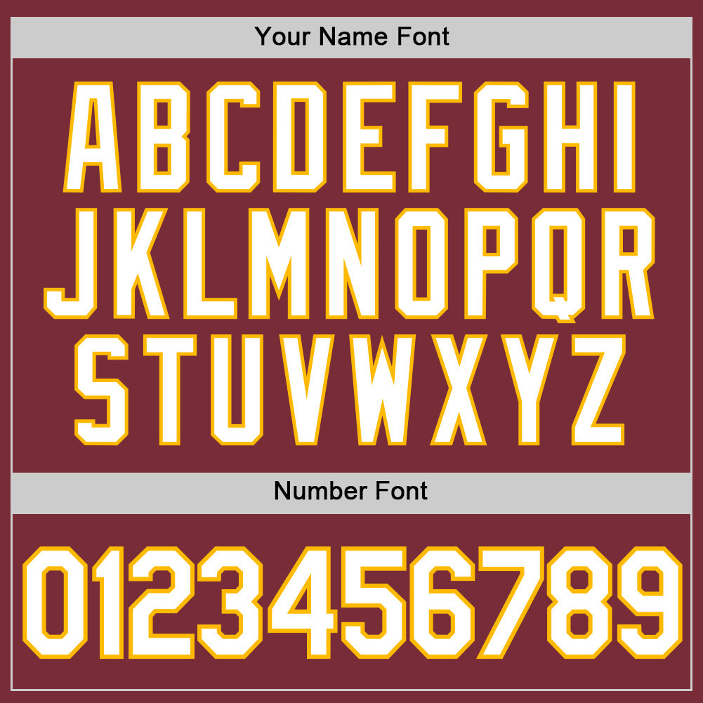 Custom Burgundy White-Gold Authentic Baseball Jersey view 5