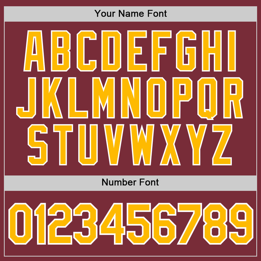 Custom Burgundy Gold-White Authentic Baseball Jersey view 5