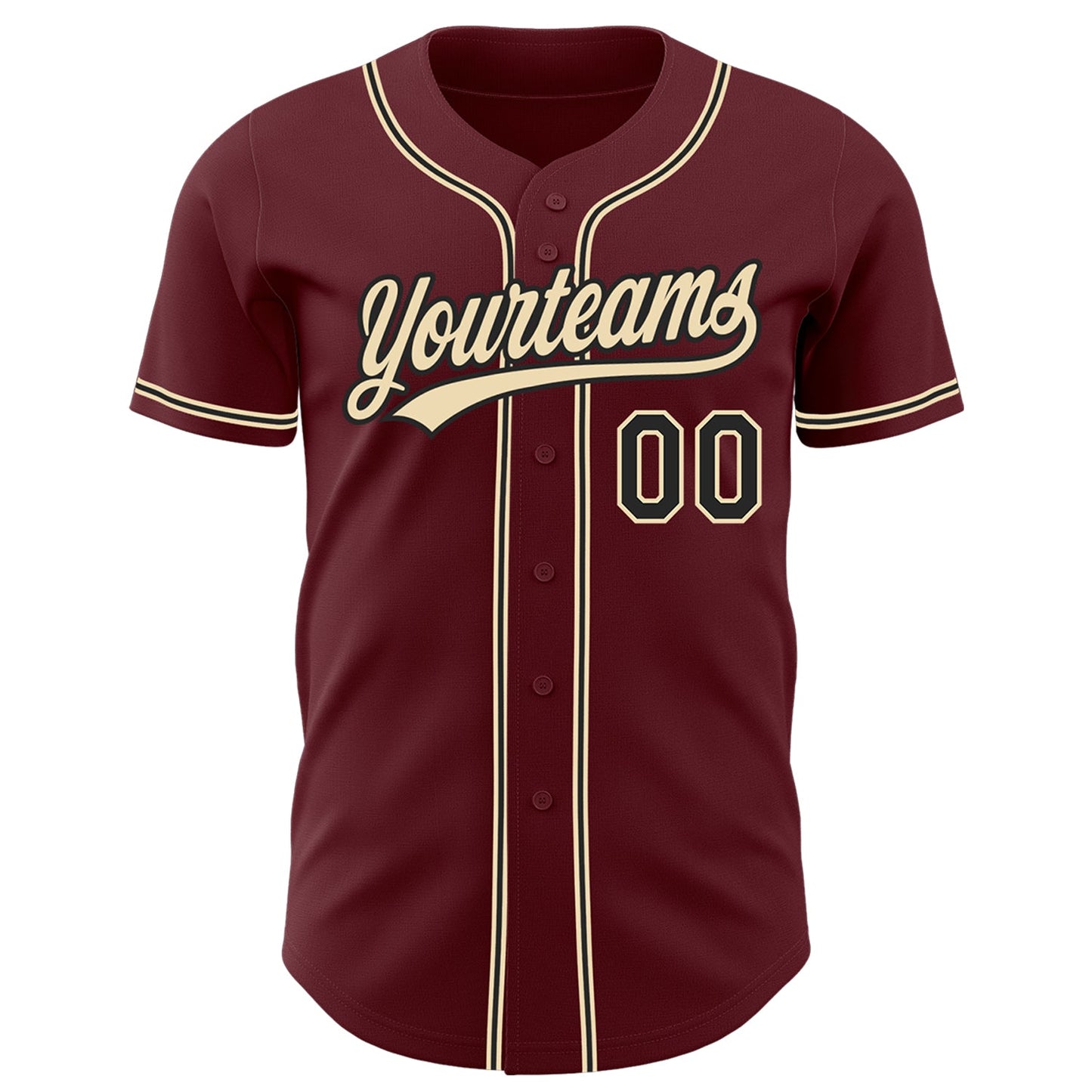 Custom Burgundy Black-City Cream Authentic Baseball Jersey view 2