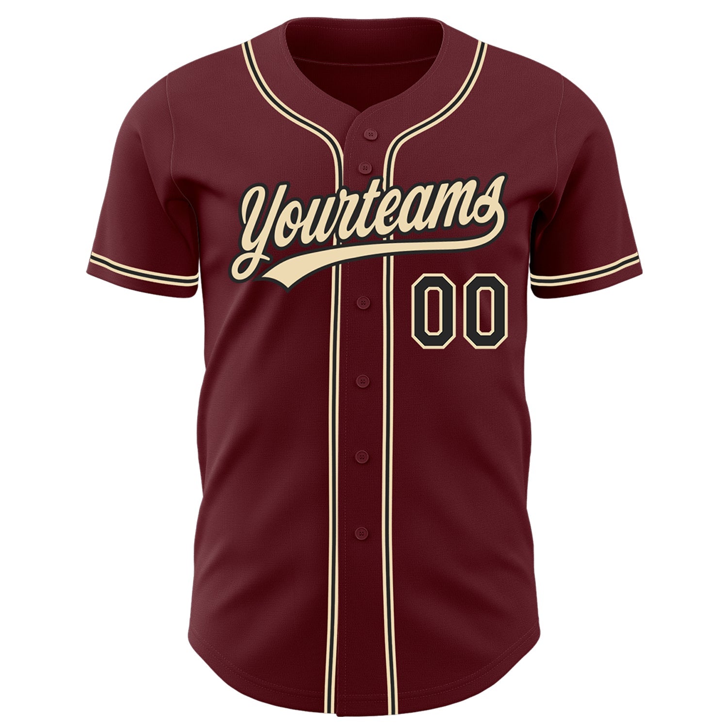 Custom Burgundy Black-City Cream Authentic Baseball Jersey view 2