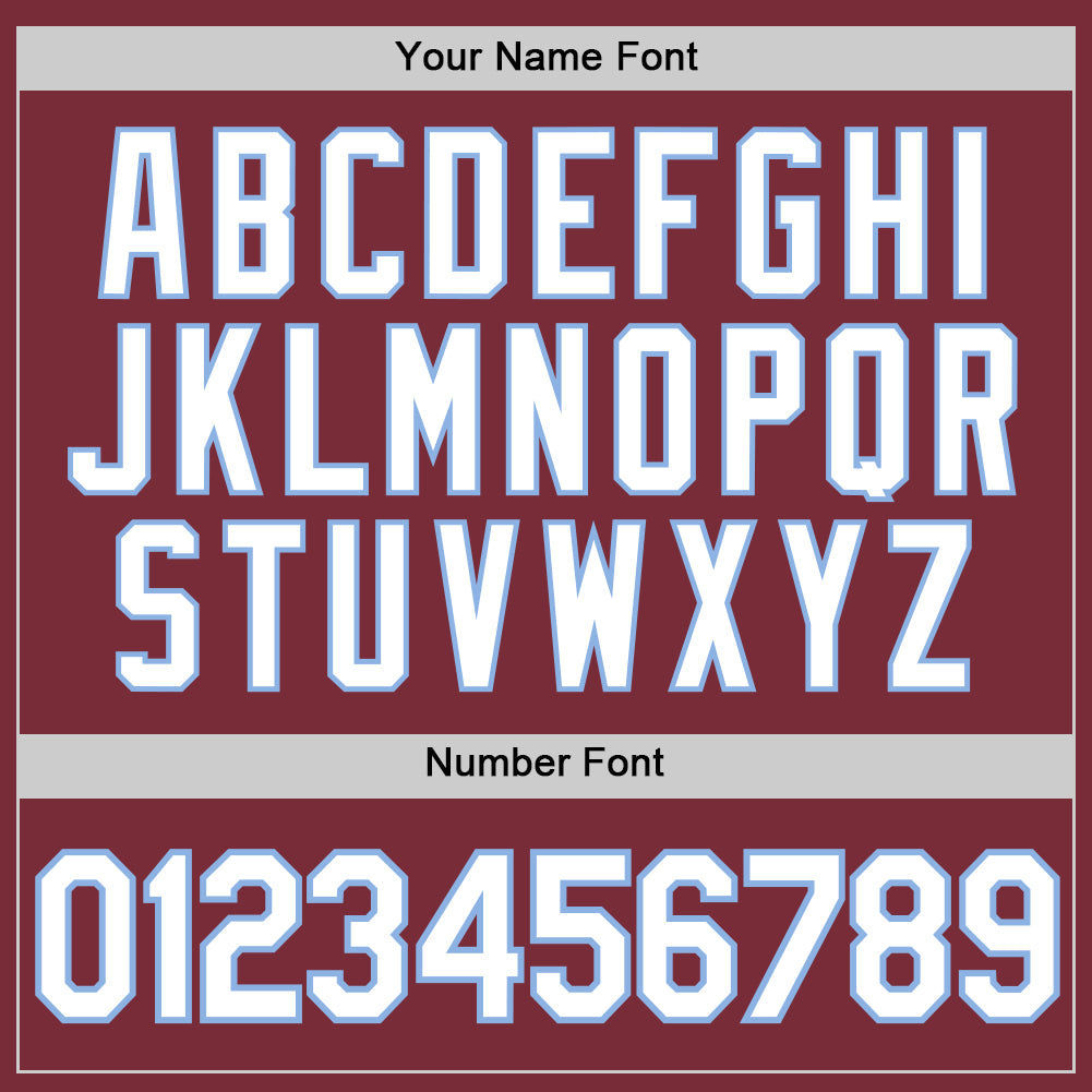 Custom Burgundy White-Light Blue Authentic Baseball Jersey view 6