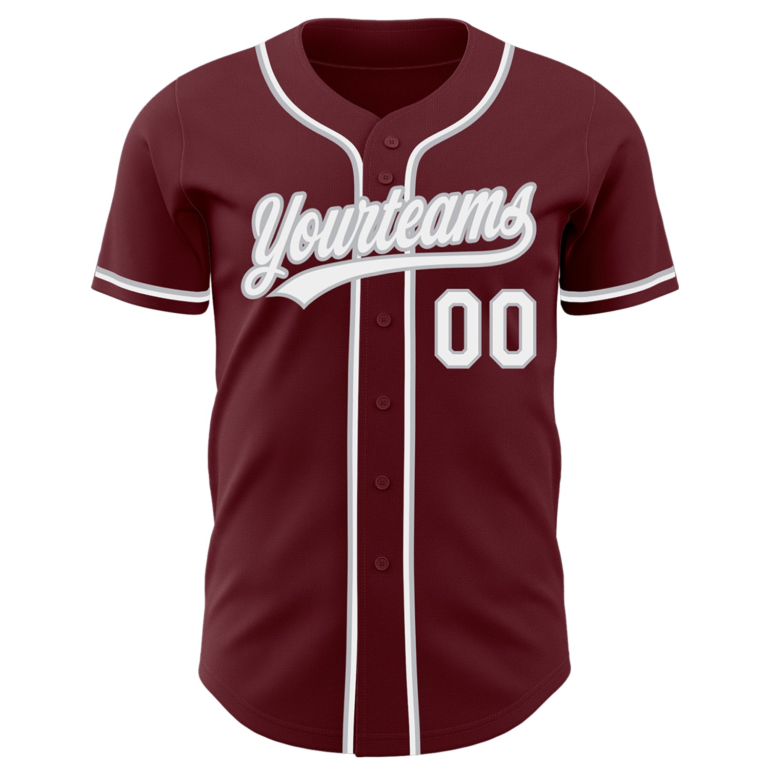 Custom Burgundy White-Gray Authentic Baseball Jersey view 3