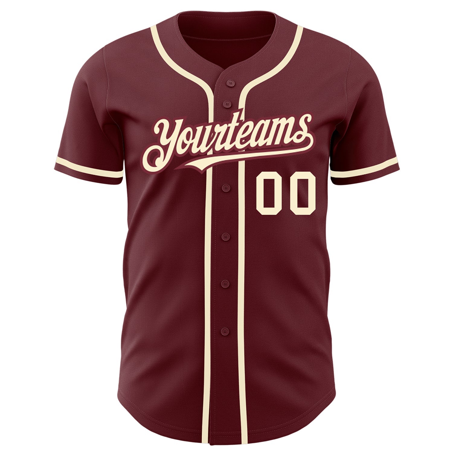 Custom Burgundy Cream Authentic Baseball Jersey view 2