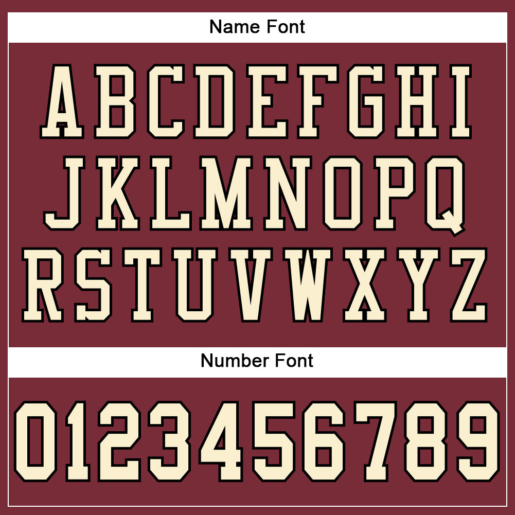 Custom Burgundy Cream-Black Mesh Authentic Football Jersey view 4