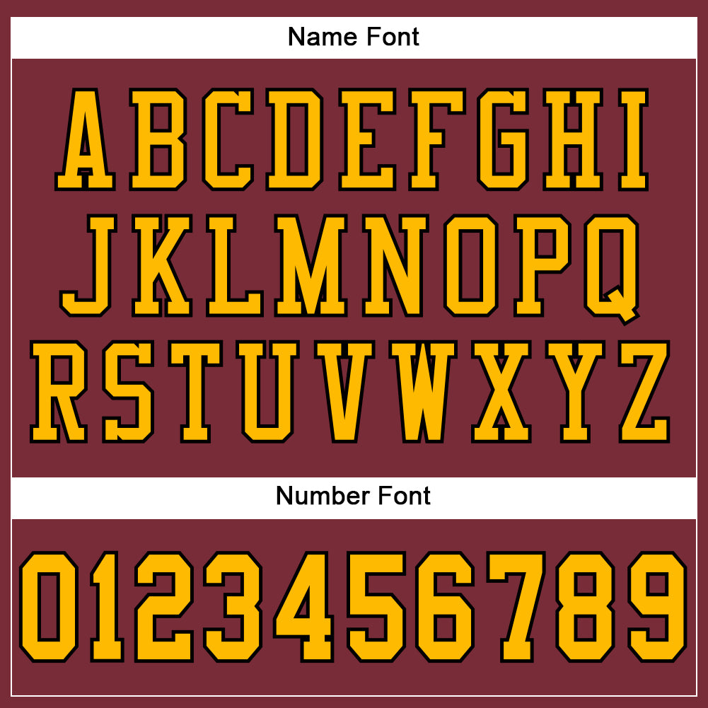 Custom Burgundy Gold-Black Mesh Authentic Football Jersey view 4