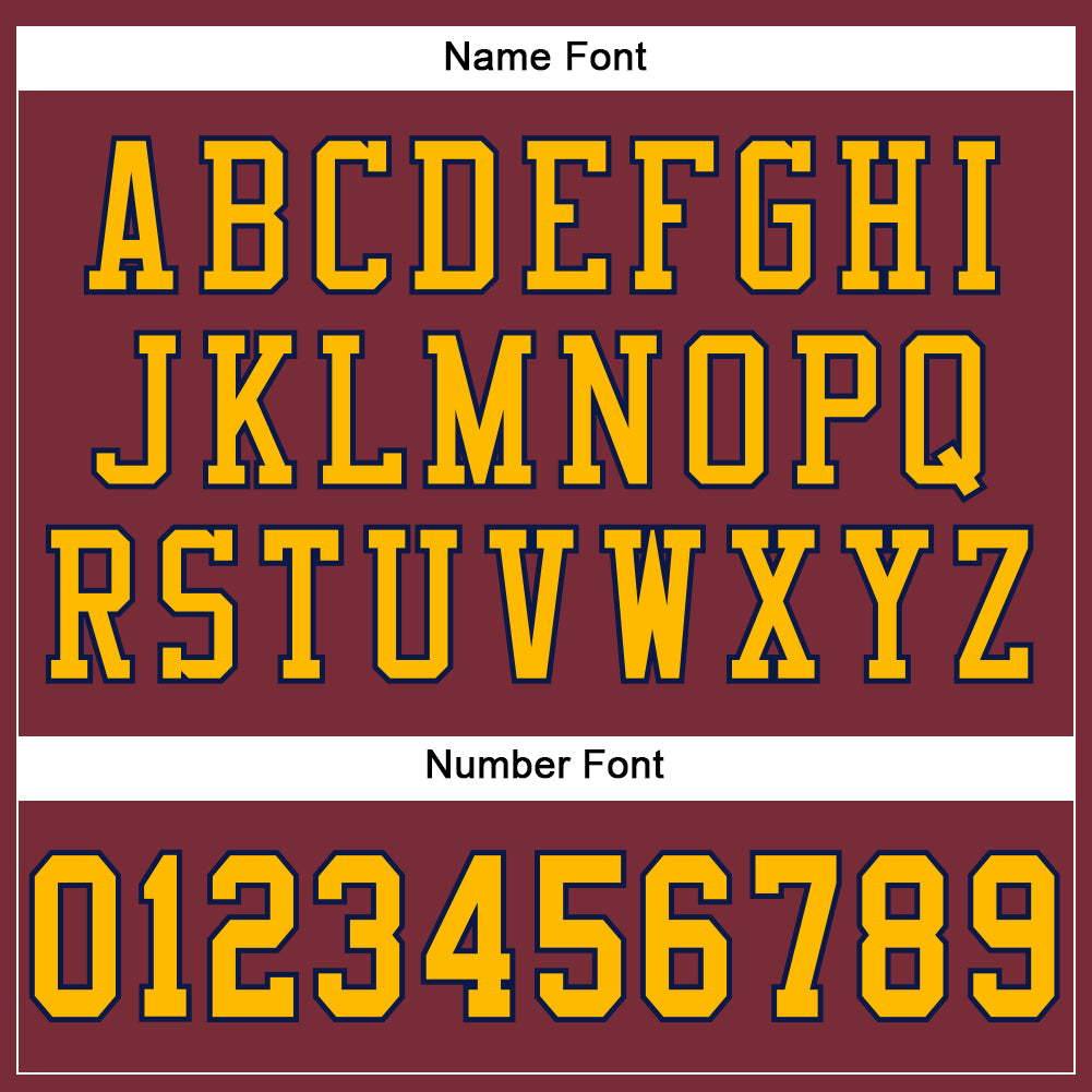 Custom Burgundy Gold-Navy Mesh Authentic Football Jersey view 4
