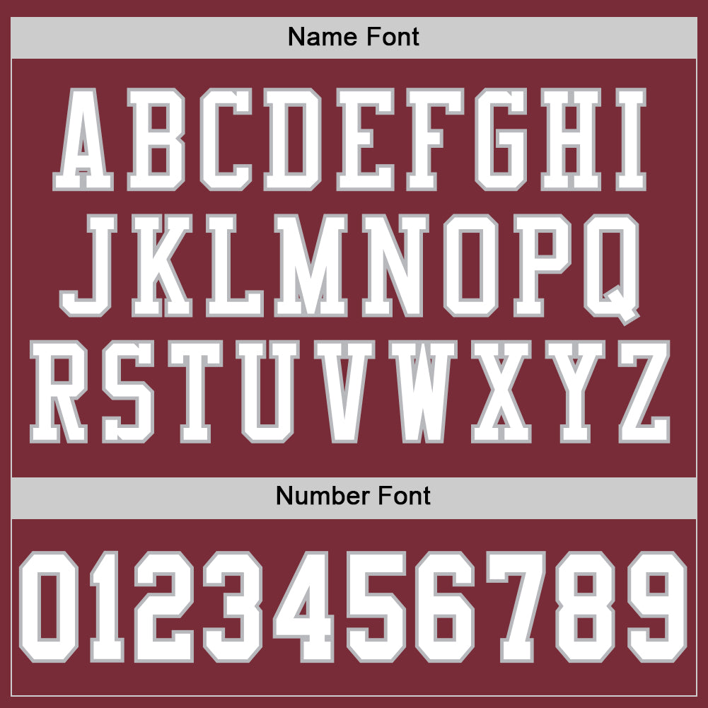 Custom Burgundy White-Gray Mesh Authentic Football Jersey view 4