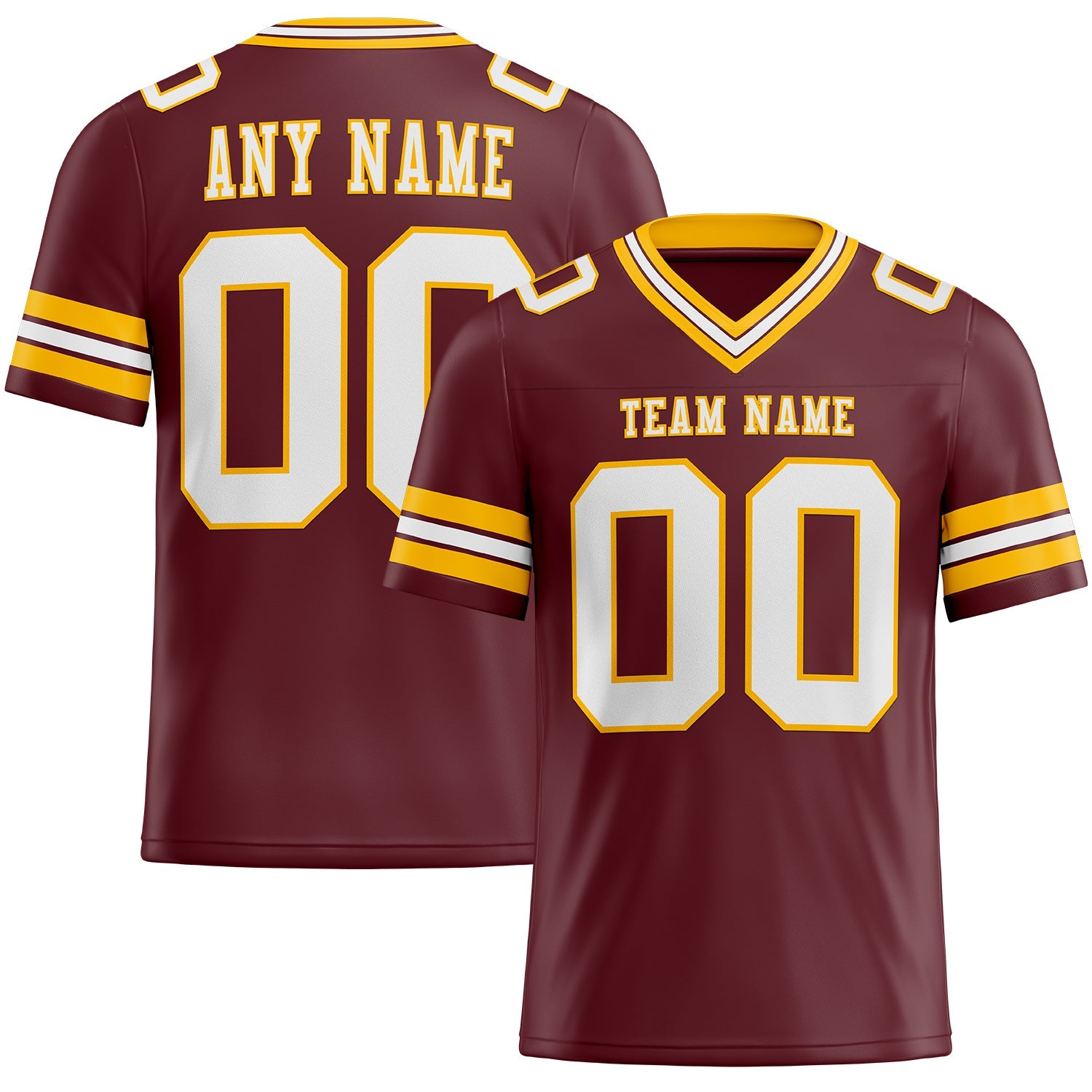 Custom Burgundy White-Gold Authentic Football Jersey - Main View