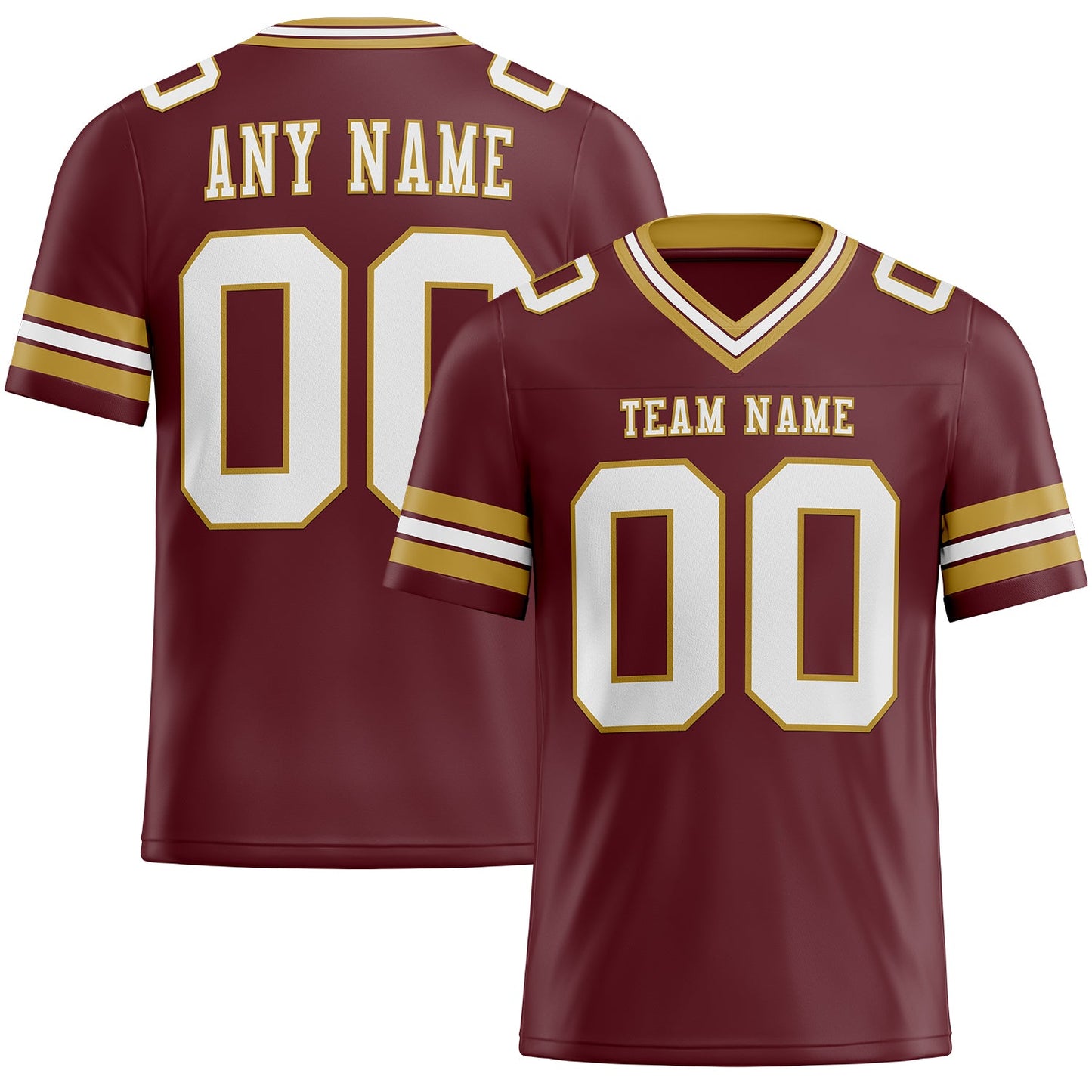 Custom Burgundy White-Old Gold Authentic Football Jersey - Main View