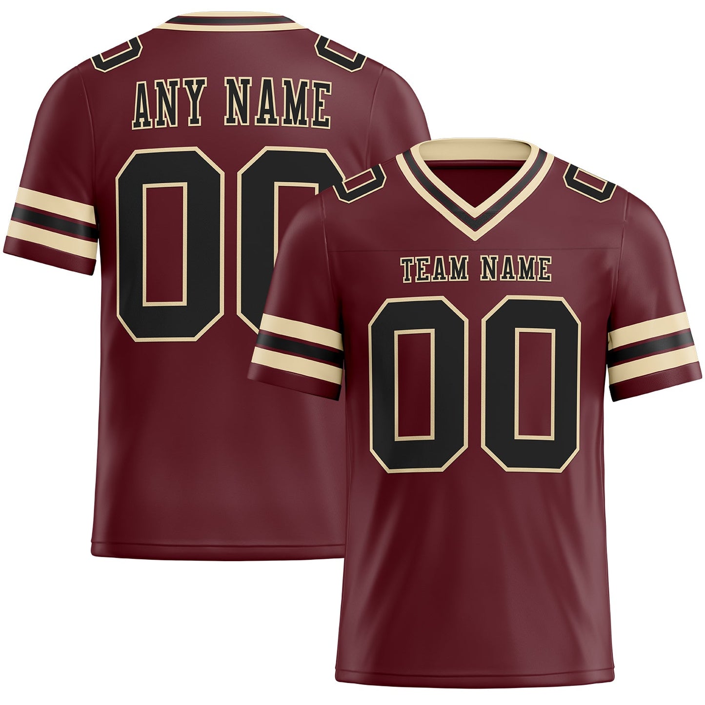 Custom Burgundy Black-City Cream Authentic Football Jersey - Main View