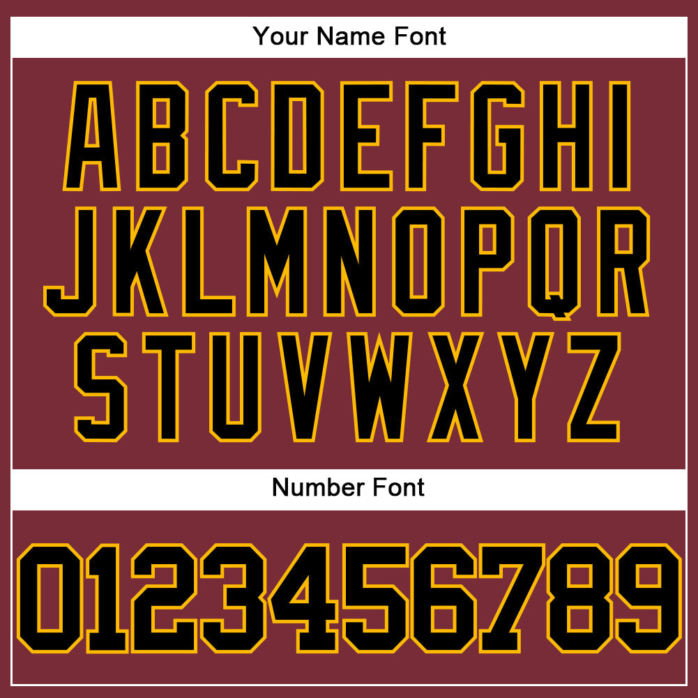 Custom Burgundy Black-Gold Authentic Baseball Jersey view 5
