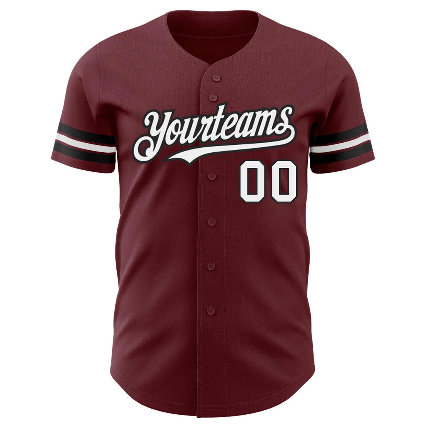 Custom Burgundy White-Black Authentic Baseball Jersey view 2