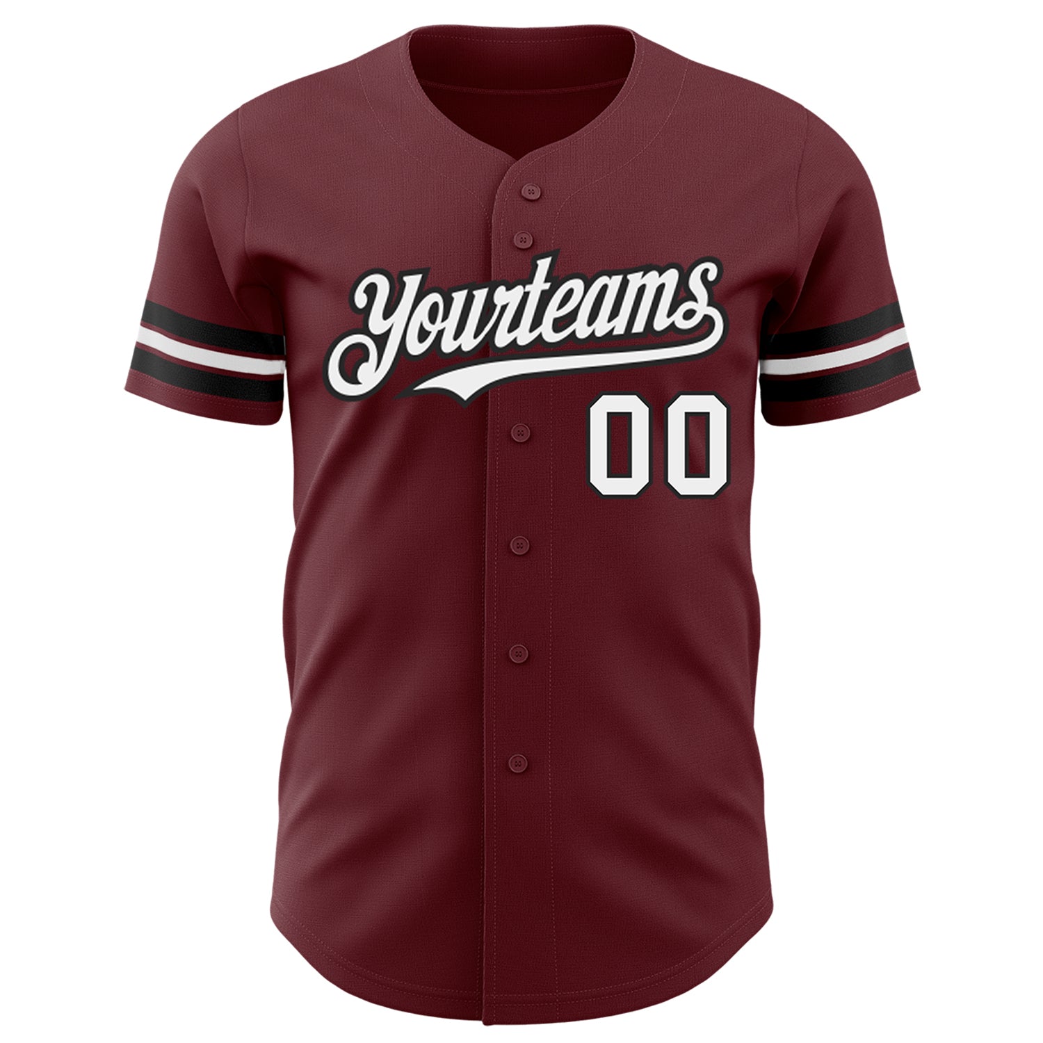 Custom Burgundy White-Black Authentic Baseball Jersey view 2
