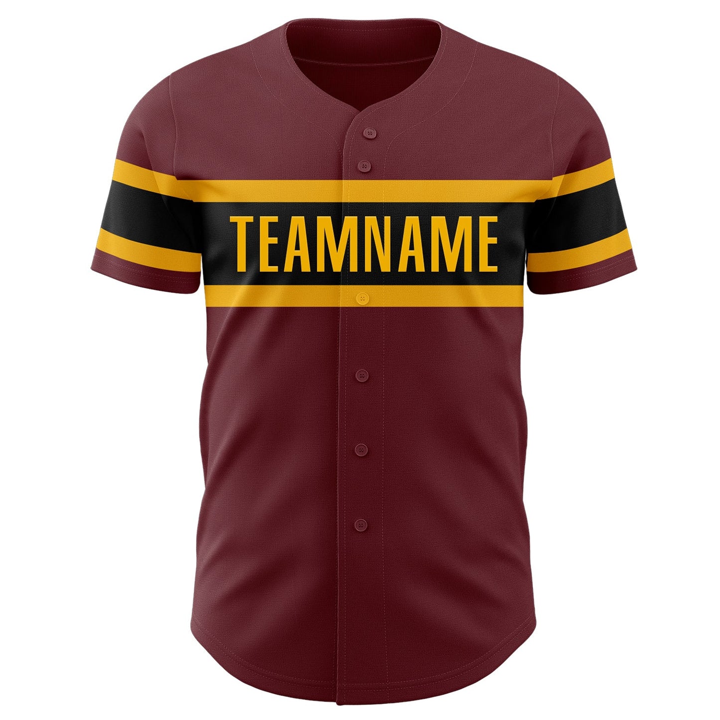 Custom Burgundy Black-Gold Authentic Baseball Jersey view 2