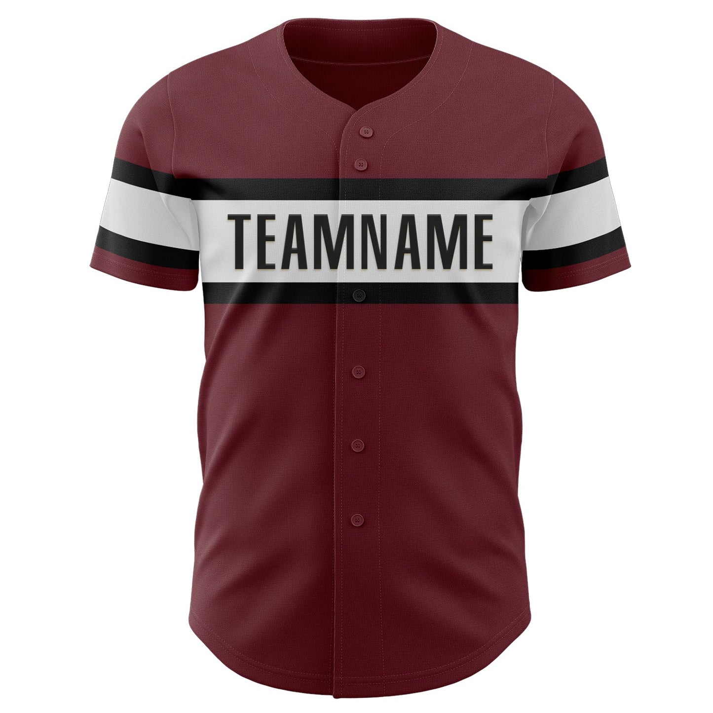 Custom Burgundy White-Black Authentic Baseball Jersey view 2