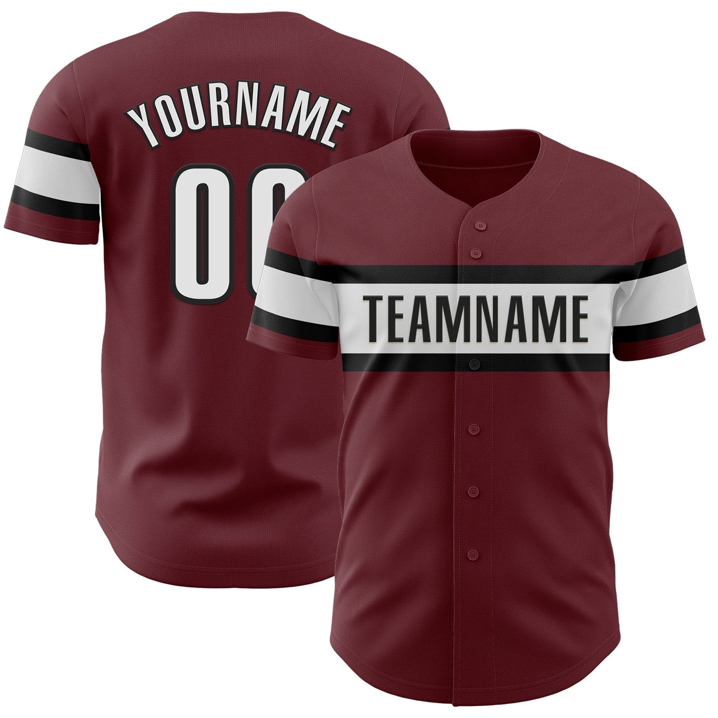 Custom Burgundy White-Black Authentic Baseball Jersey - Main View