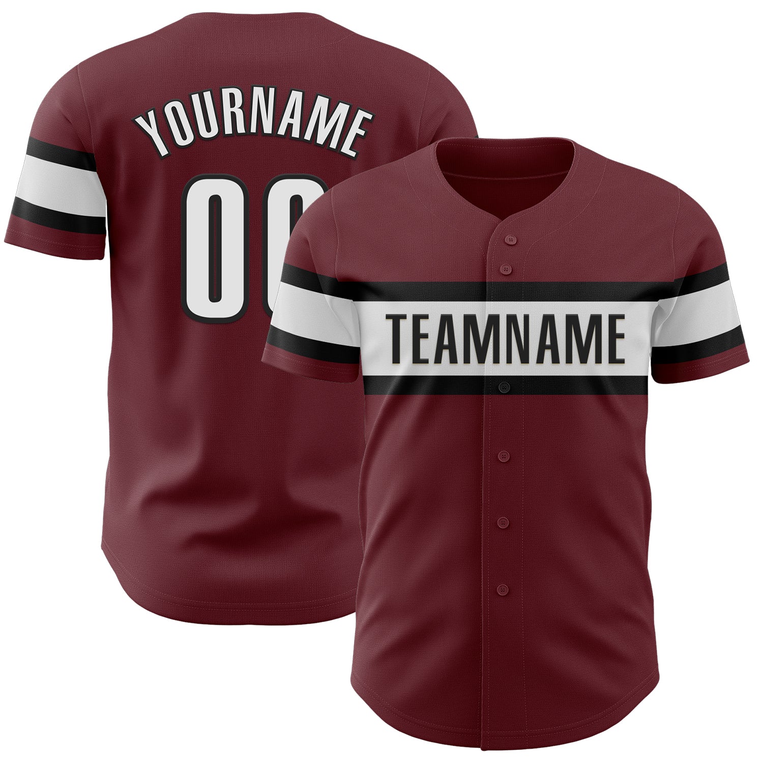 Custom Burgundy White-Black Authentic Baseball Jersey - Main View