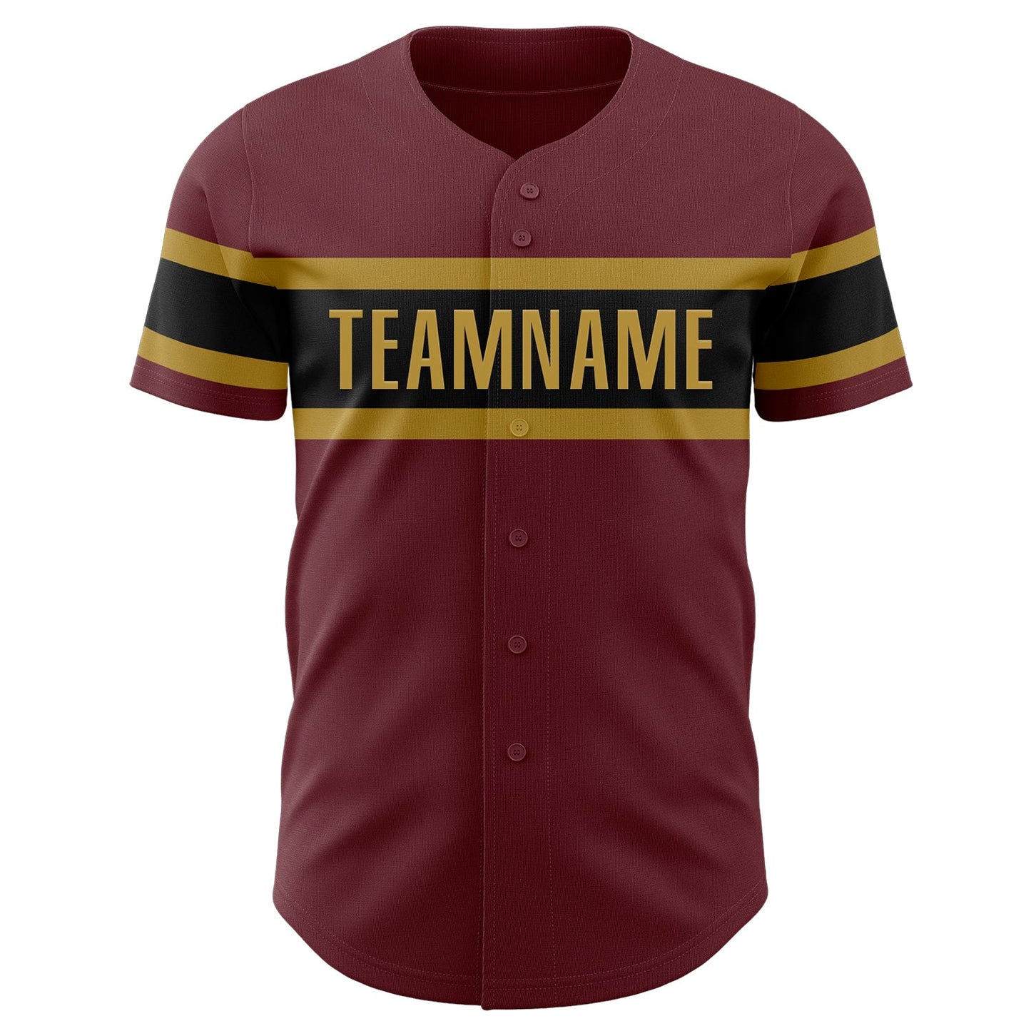 Custom Burgundy Black-Old Gold Authentic Baseball Jersey view 2