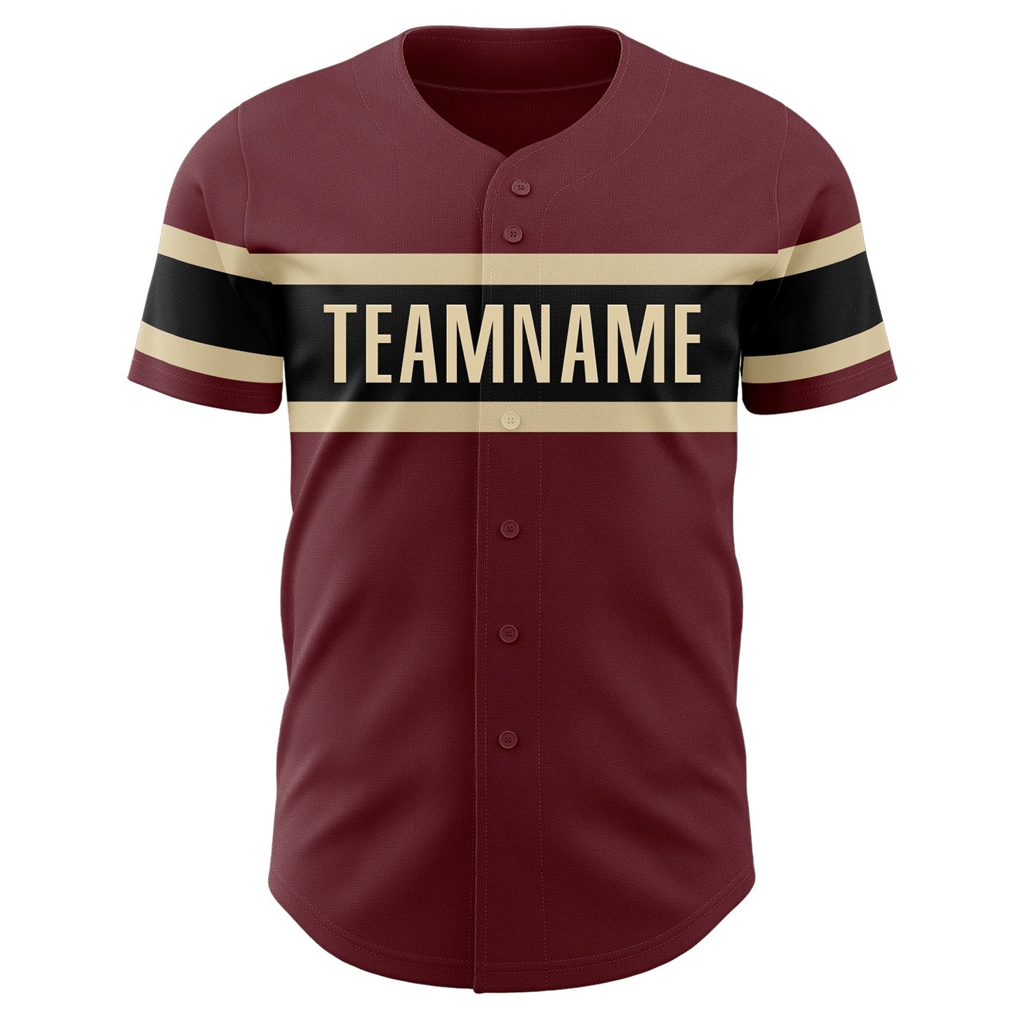 Custom Burgundy Black-City Cream Authentic Baseball Jersey view 2