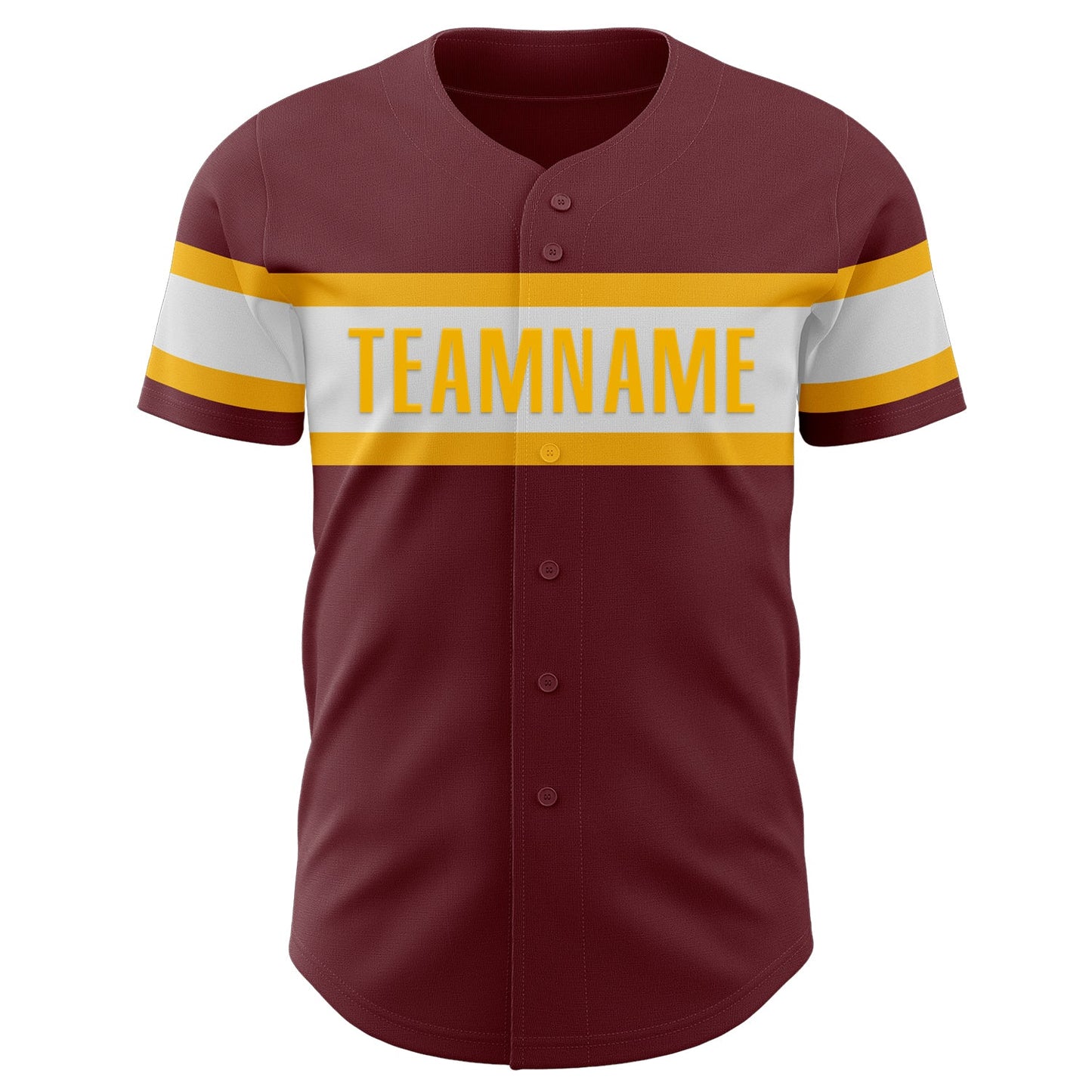Custom Burgundy White-Gold Authentic Baseball Jersey view 2