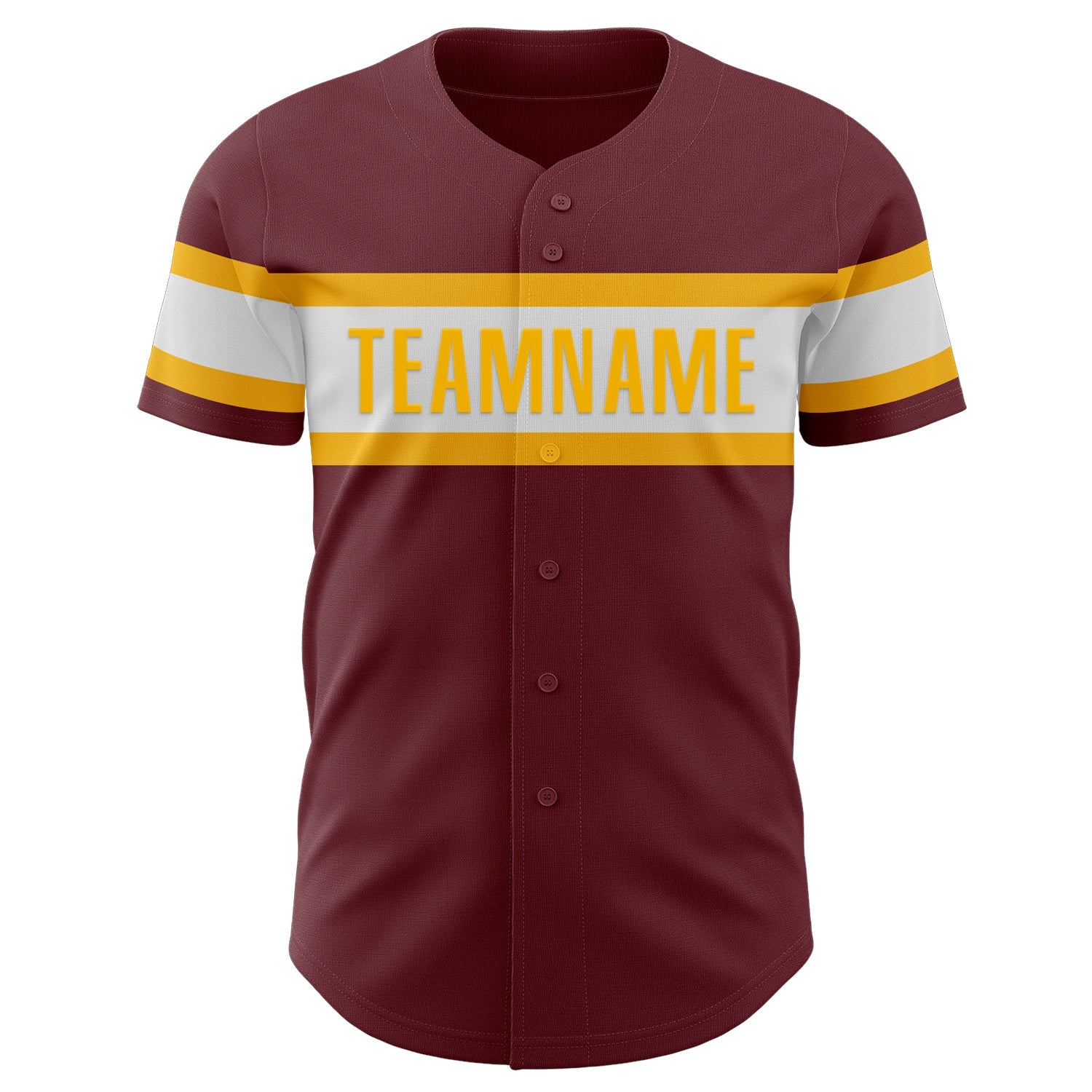 Custom Burgundy White-Gold Authentic Baseball Jersey view 2