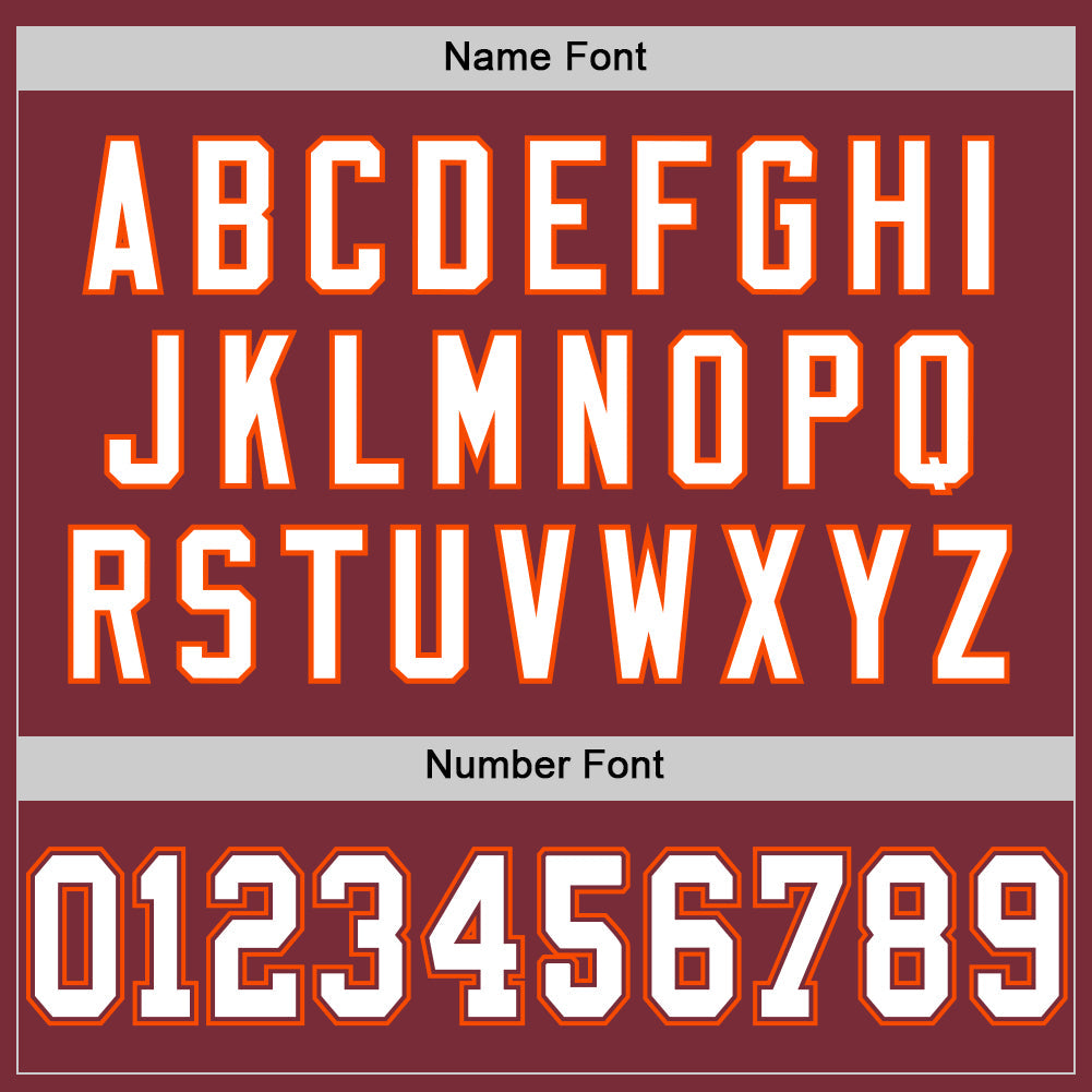 Custom Burgundy White-Orange Mesh Authentic Throwback Football Jersey view 4