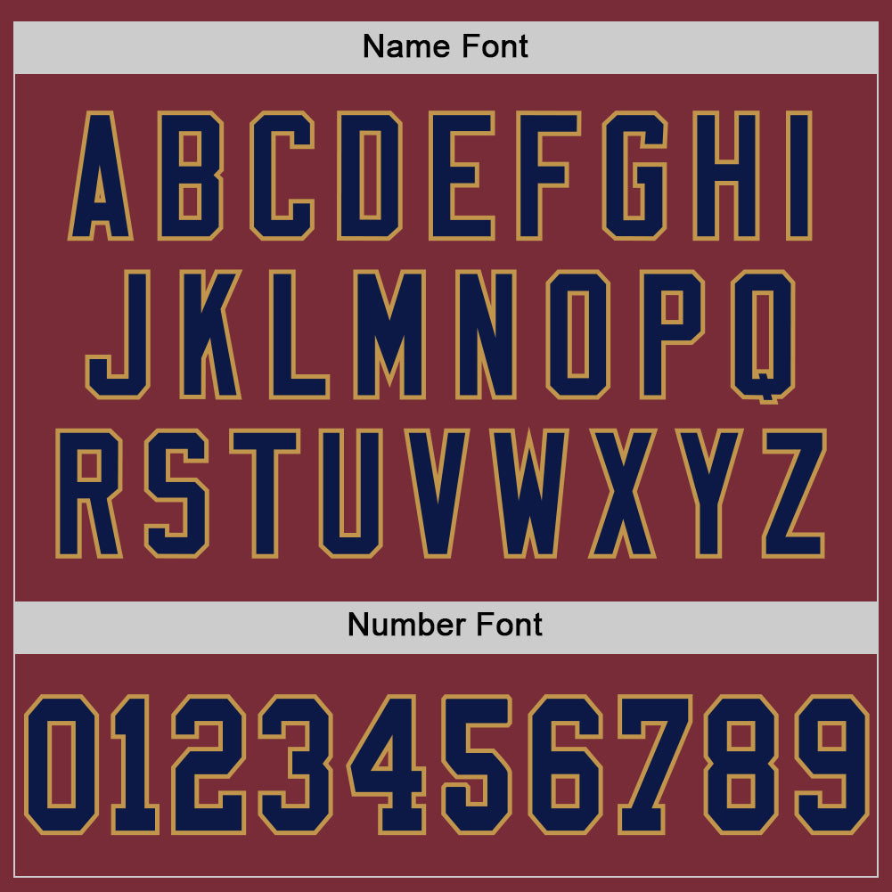 Custom Burgundy Navy-Old Gold Mesh Authentic Throwback Football Jersey view 4