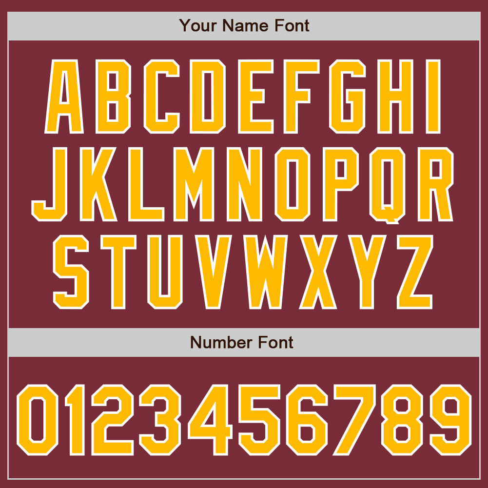 Custom Burgundy Gold-White Authentic Baseball Jersey view 8