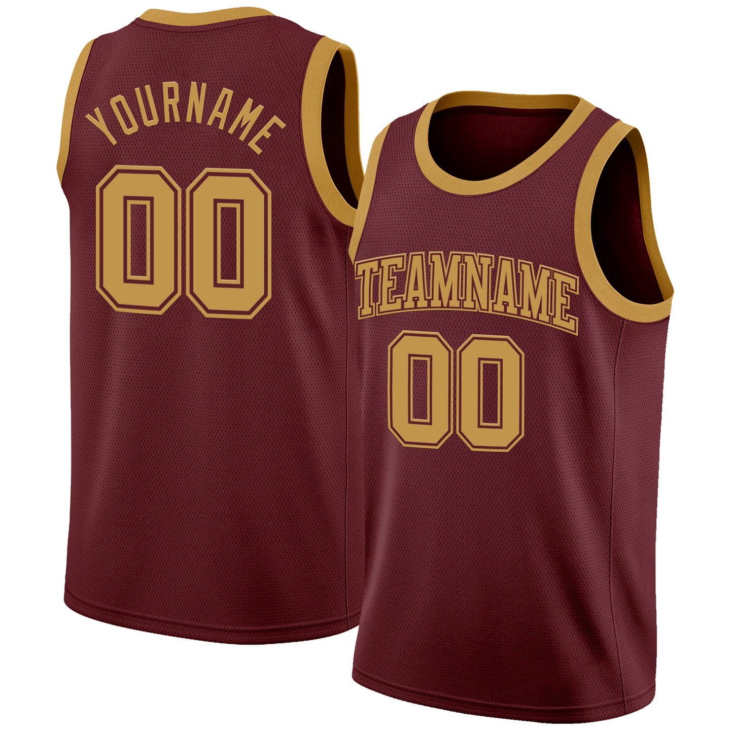 Custom Burgundy Old Gold Authentic Basketball Jersey - Main View