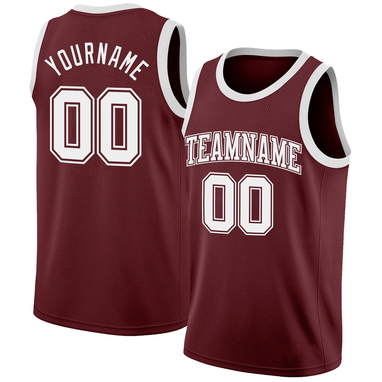 Custom Burgundy White Authentic Basketball Jersey - Main View