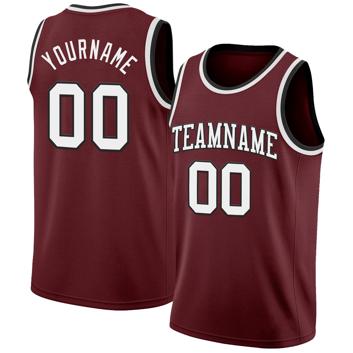 Custom Burgundy White-Black Authentic Basketball Jersey - Main View