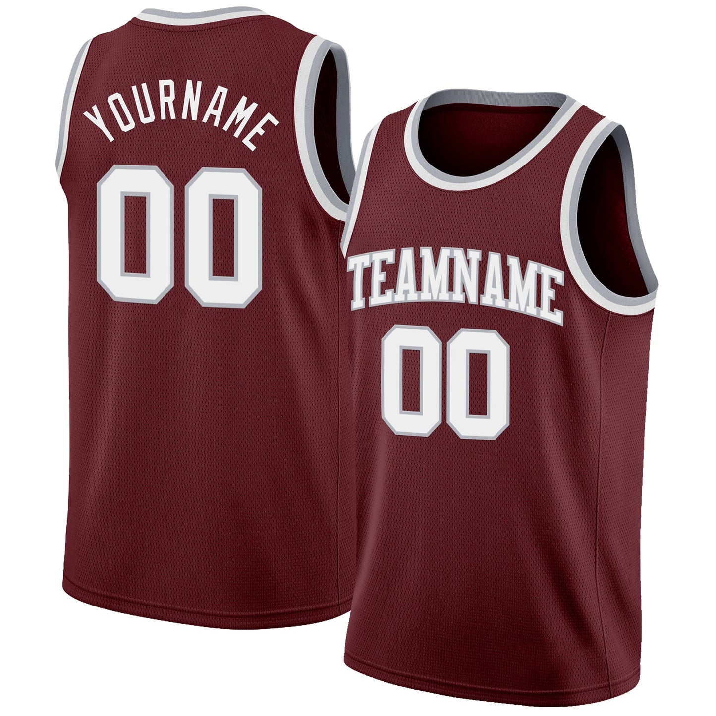 Custom Burgundy White-Gray Authentic Basketball Jersey - Main View