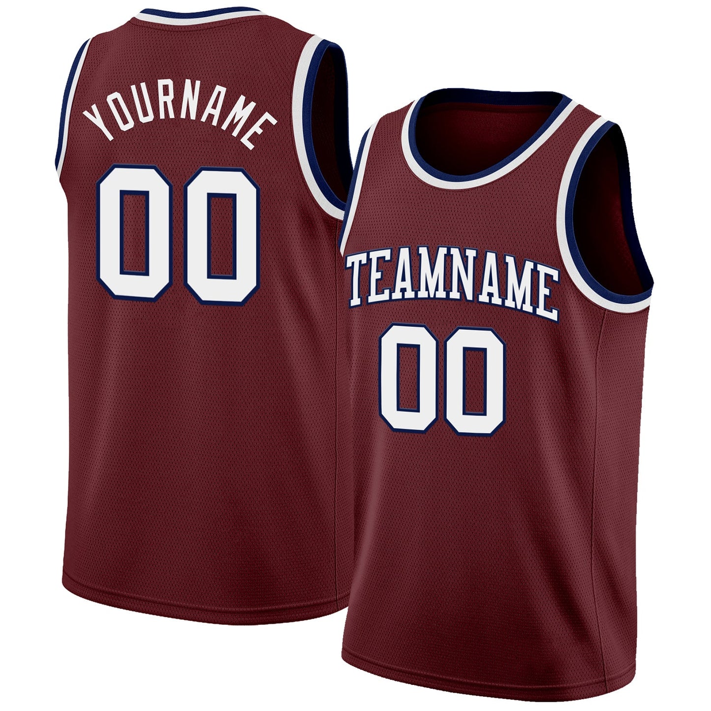 Custom Burgundy White-Navy Authentic Basketball Jersey - Main View