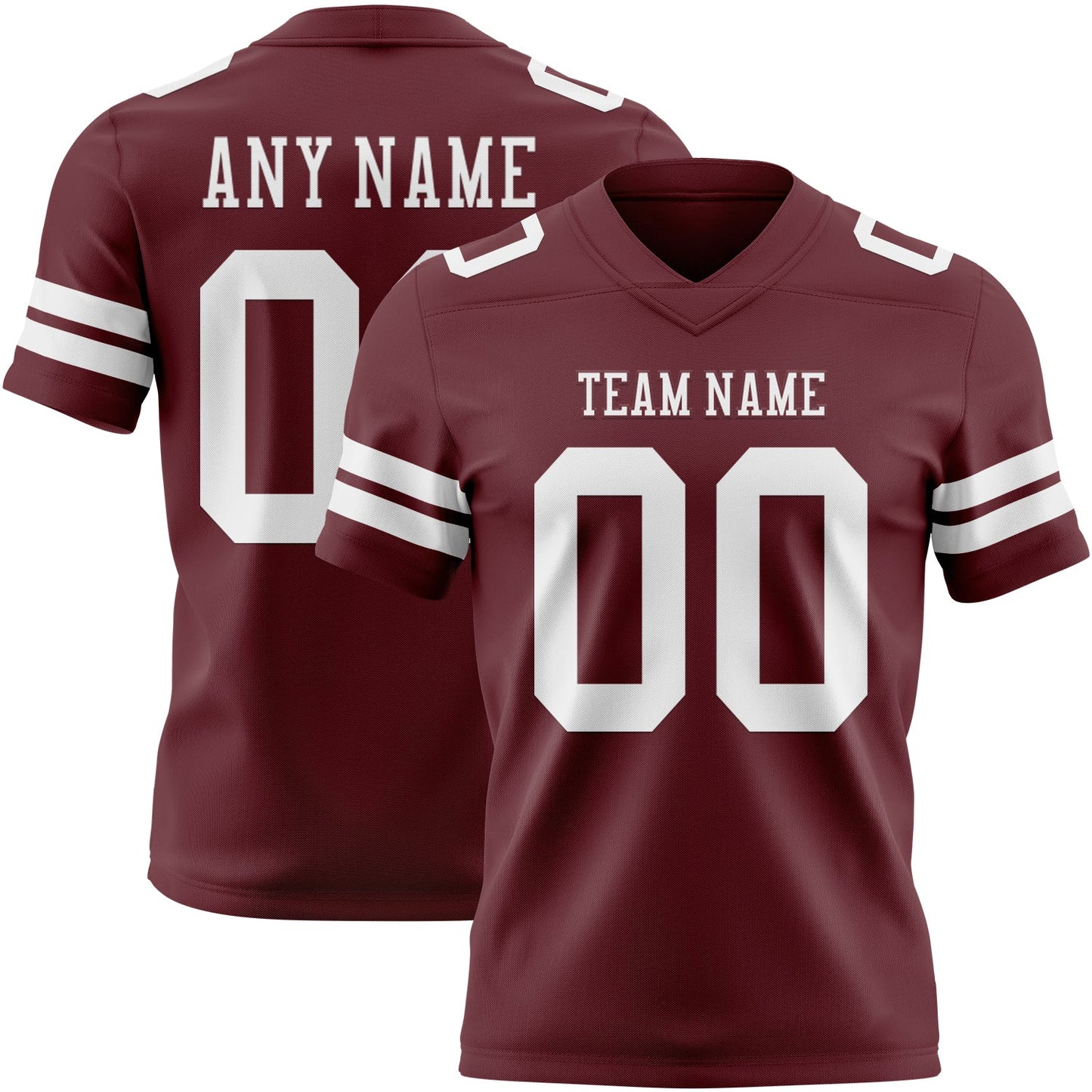 Custom Burgundy White Authentic Football Jersey - Main View