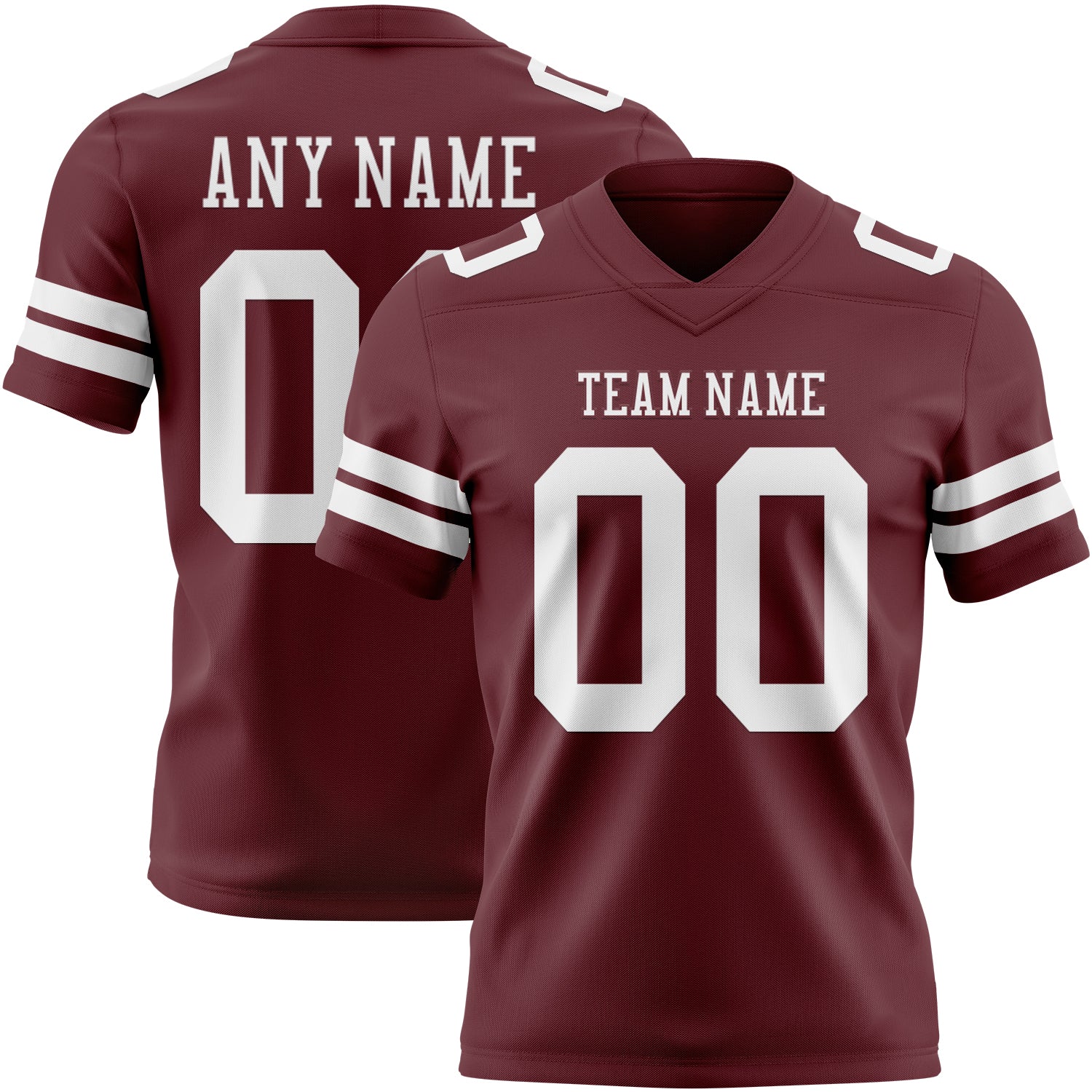 Custom Burgundy White Authentic Football Jersey - Main View