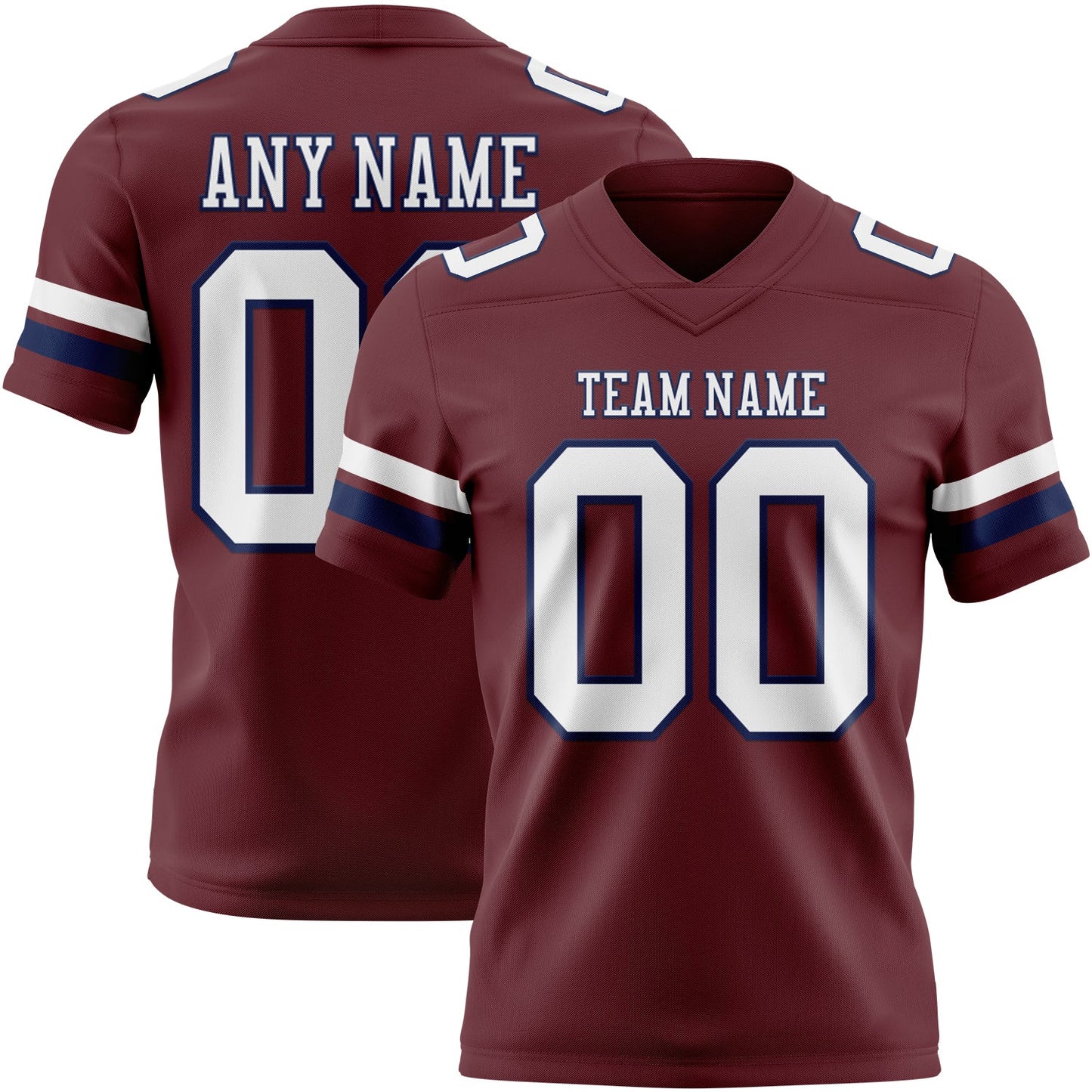 Custom Burgundy White-Navy Authentic Football Jersey - Main View