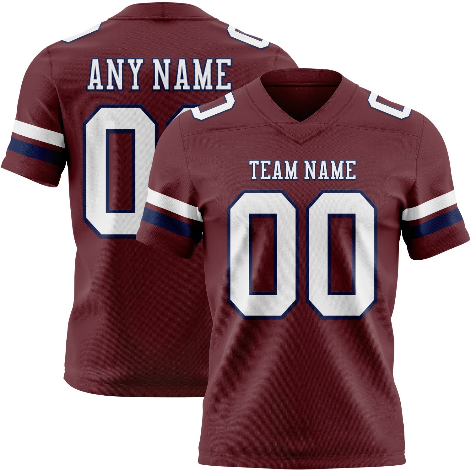 Custom Burgundy White-Navy Authentic Football Jersey - Main View